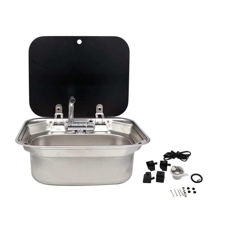 HW-BSL1 RV kitchen kit Stainless Steel Sink with Lid including the folding faucet Campervan Hand Wash Basin Kitchen Sink with the rotatable tap
