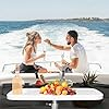 Removable Boat Table, 34X18 Inch Rectangular Pontoon Boat Table Marine RV Table Top, Large Top with Built-in Cup Holders Phone Holder ABS Waterproof And Anti-Aging