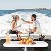 Removable Boat Table, 34X18 Inch Rectangular Pontoon Boat Table Marine RV Table Top, Large Top with Built-in Cup Holders Phone Holder ABS Waterproof And Anti-Aging
