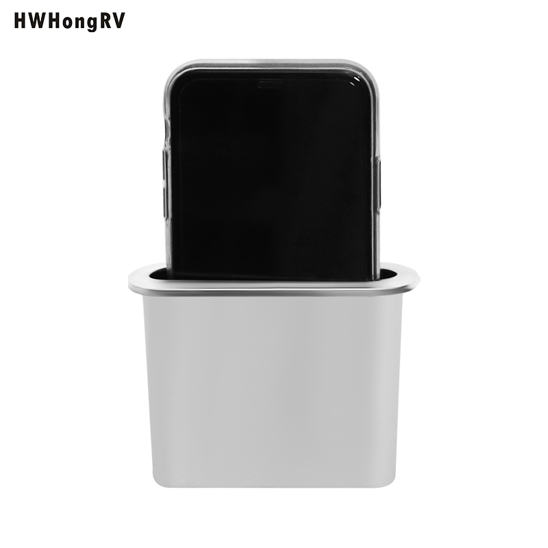 HWHongRV Embedded ABS Phone Holder Box with Anti-Vibration Pad – For Seats, Tables, and Commercial Vehicles