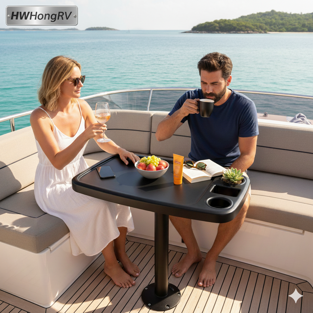 HWHongRV Quick-Release Table Leg Set | Anodized Aluminum Tube | Easy-Detach Base & Cap | RV Motorhome Marine Removable Pedestal