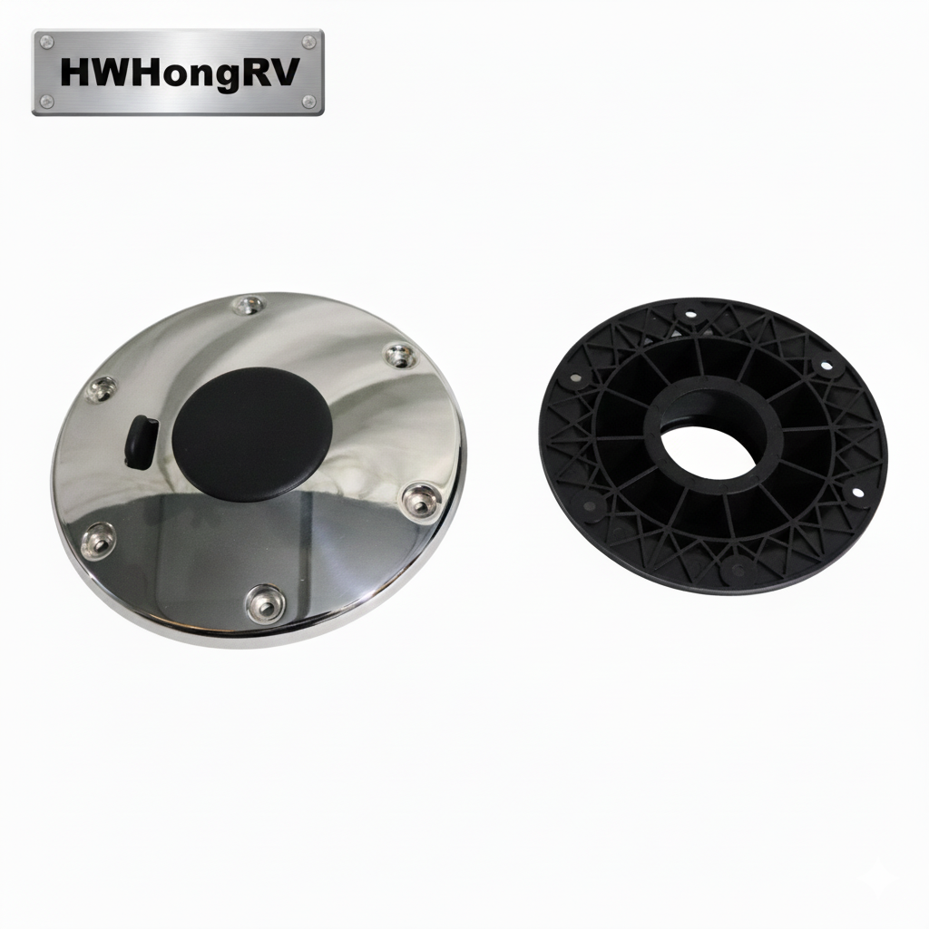 HWHongRV Easy-Release Table Leg | Polished Aluminum Tube | Quick-Detach Base & Cap | RV Motorhome Marine Removable Table Pedestal