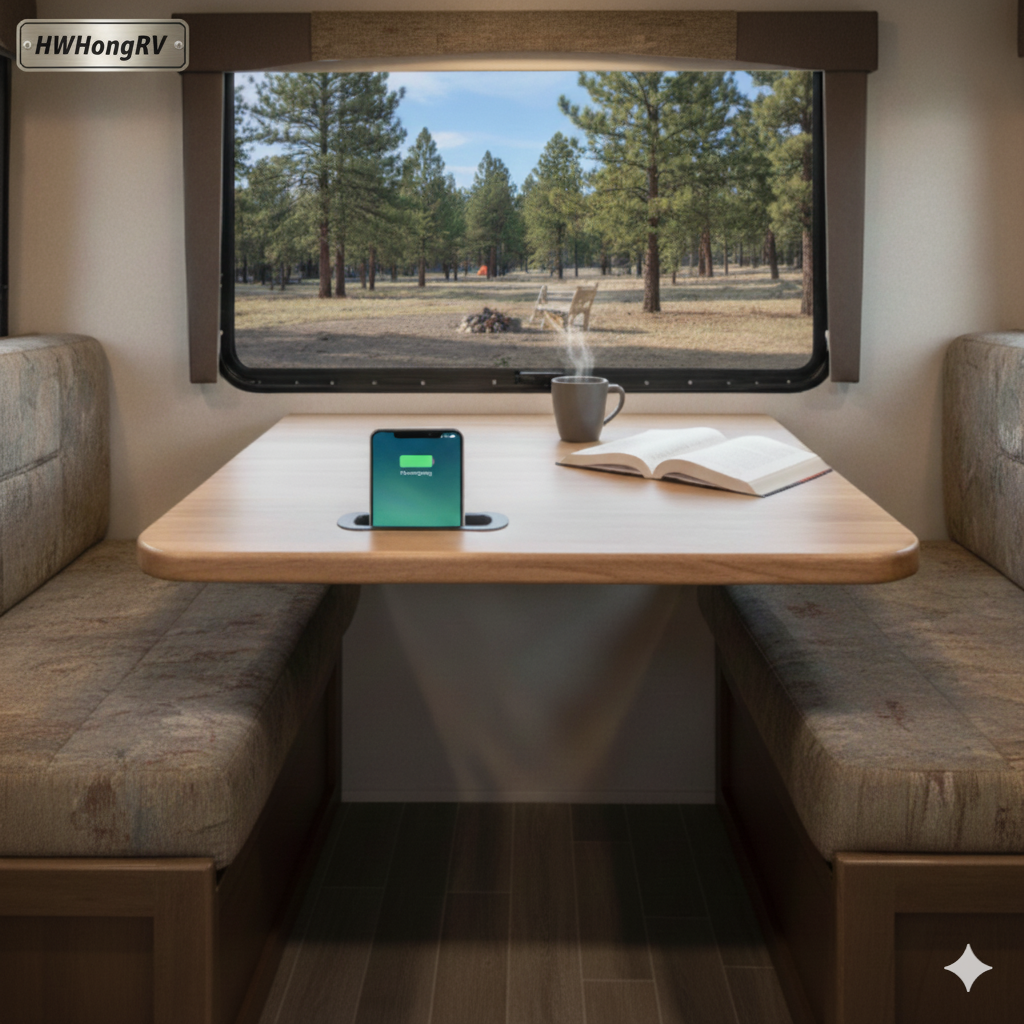 Embedded Car Wireless Charging Box – 10.5V–24.6V In-Desk / In-Furniture Phone Charging Holder for RV, Car, Truck and Marine Use – HWHongRV