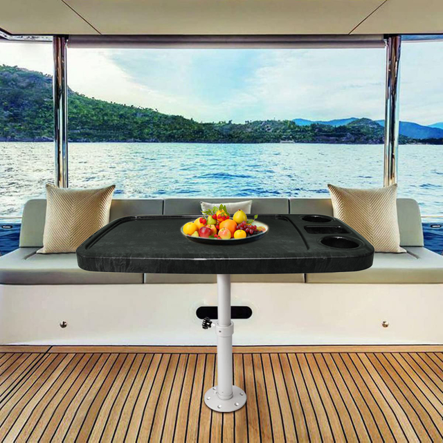 black ABS table top for marine and yatch with cup holder