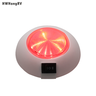 LED Dome Light - 4.5" High Power White & Red LED Downlight - 12 VDC - White base - for Home, Auto, Truck, RV, Boat and Aircraft