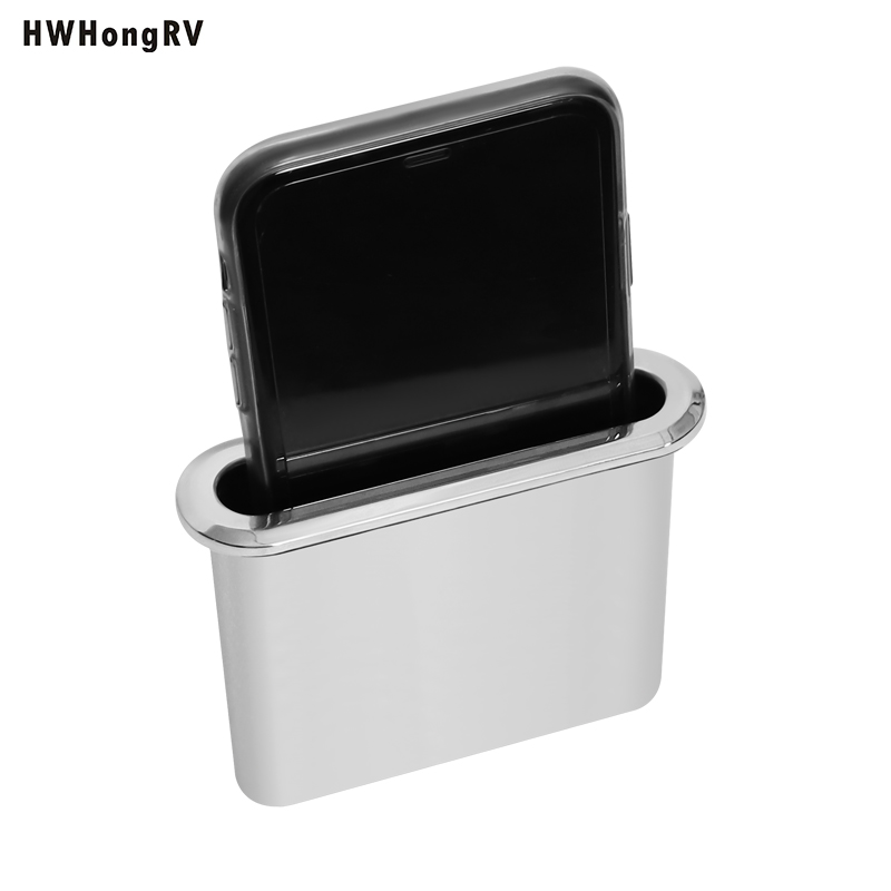HWHongRV Embedded ABS Phone Holder Box with Anti-Vibration Pad – For Seats, Tables, and Commercial Vehicles