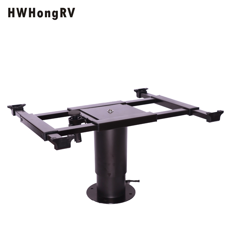 12V DC Electric Lift Table Aluminum Alloy Table Top 360 Degree Rotation Table Four-way Translation with Anti-pinch Function