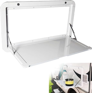Foldable Rv Tables, 31.5 x 17.7 inchs Campervan Outside Picnic Wall Mounted Table, Premium Aluminum Alloy Folding Wall Table Lockable Wall Table Kit for Campervans and Motorhomes