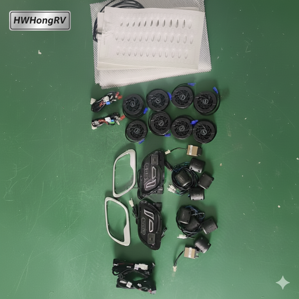 HWHongRV 12V Seat Ventilation Heating Massage System | Cooling Fan, Heating Pad & Vibration Massage with USB Control Panel