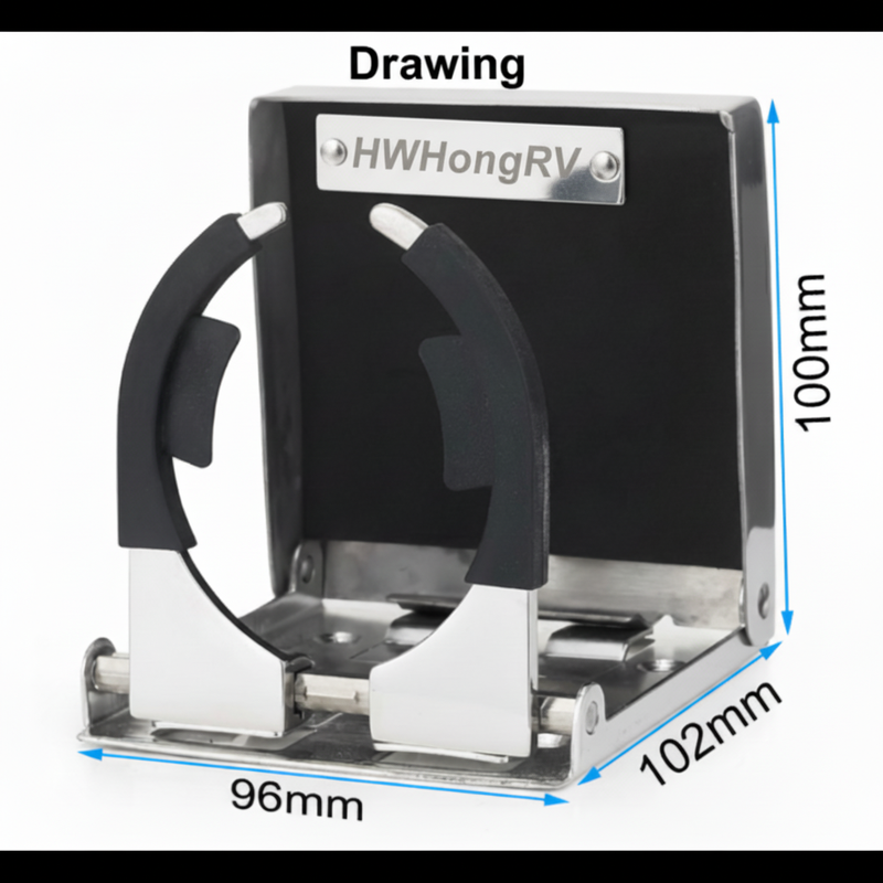 Marine Grade 304 Stainless Steel Adjustable Folding Cup Holder - Wall Mounted Drink Holder for Boat, RV & Yacht