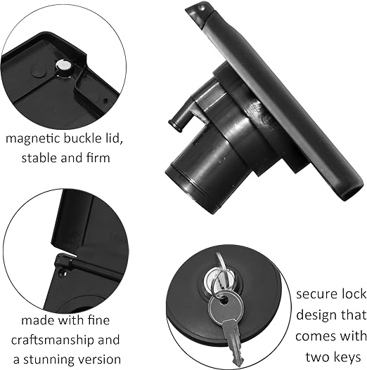 Water Inlet with Cover Gravity Water Fill Inlet with Square Bayonet Style Cap Magnetic Attraction And Lock Keys, City Fresh Water Connection for Rv Camper Motorhome Boats