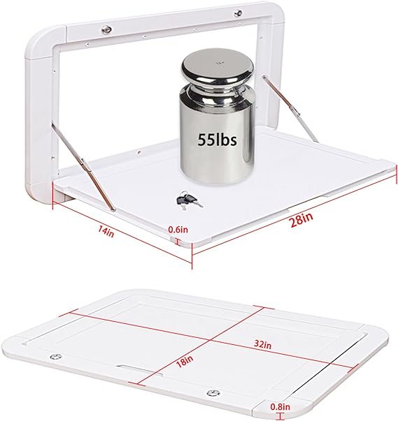 Foldable Rv Tables, 31.5 x 17.7 inchs Campervan Outside Picnic Wall Mounted Table, Premium Aluminum Alloy Folding Wall Table Lockable Wall Table Kit for Campervans and Motorhomes