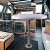 HT-M01LS+HT-BSO Marine and Campervan Removable Stowable Table System set with 4 cupholders is made of ABS and Aluminum