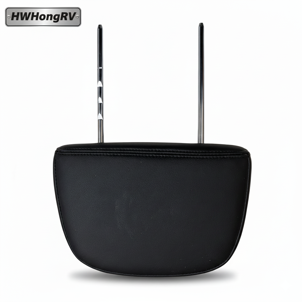 Adjustable Car Seat Headrest Black Leather | Universal Auto Seat Neck Support | 150mm Center 10mm Rods | Replacement Car Accessories