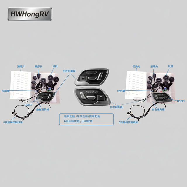 HWHongRV 12V Seat Ventilation Heating Massage System | Cooling Fan, Heating Pad & Vibration Massage with USB Control Panel
