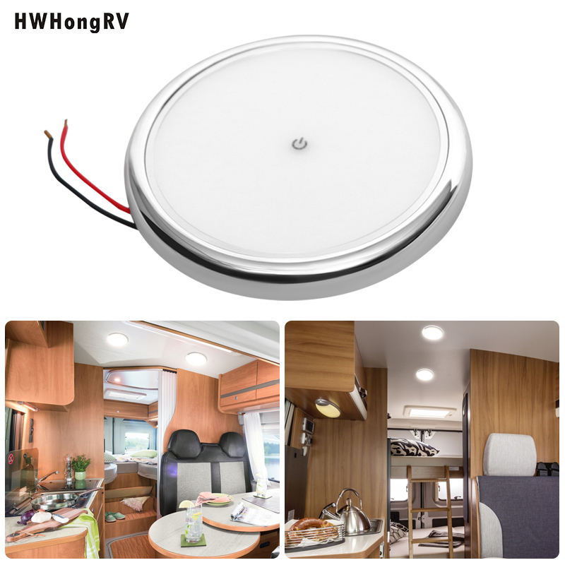 HWHongRV Dia.6.5in LED Reading Car Roof Caravan motorhome Van Trailer Interior 10-30V Dome Roof Ceiling Light Dynamic Reading Lamp