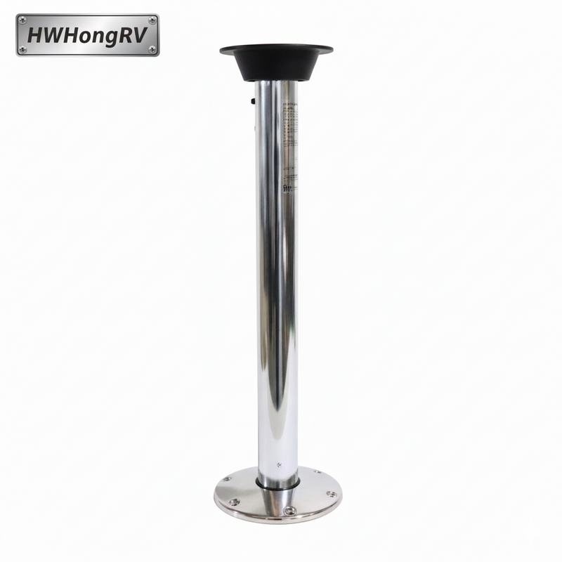 HWHongRV Easy-Release Table Leg | Polished Aluminum Tube | Quick-Detach Base & Cap | RV Motorhome Marine Removable Table Pedestal