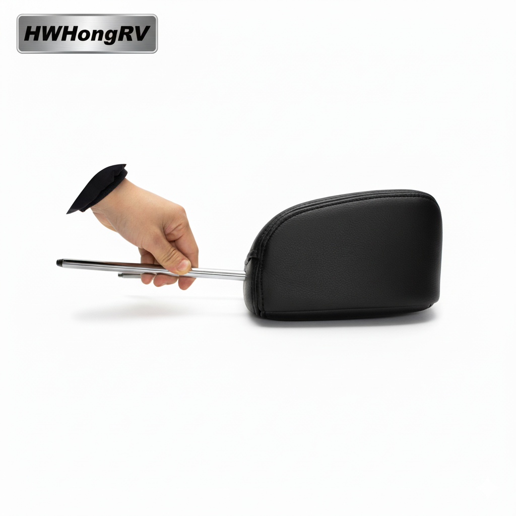 Adjustable Car Seat Headrest Black Leather | Universal Auto Seat Neck Support | 150mm Center 10mm Rods | Replacement Car Accessories