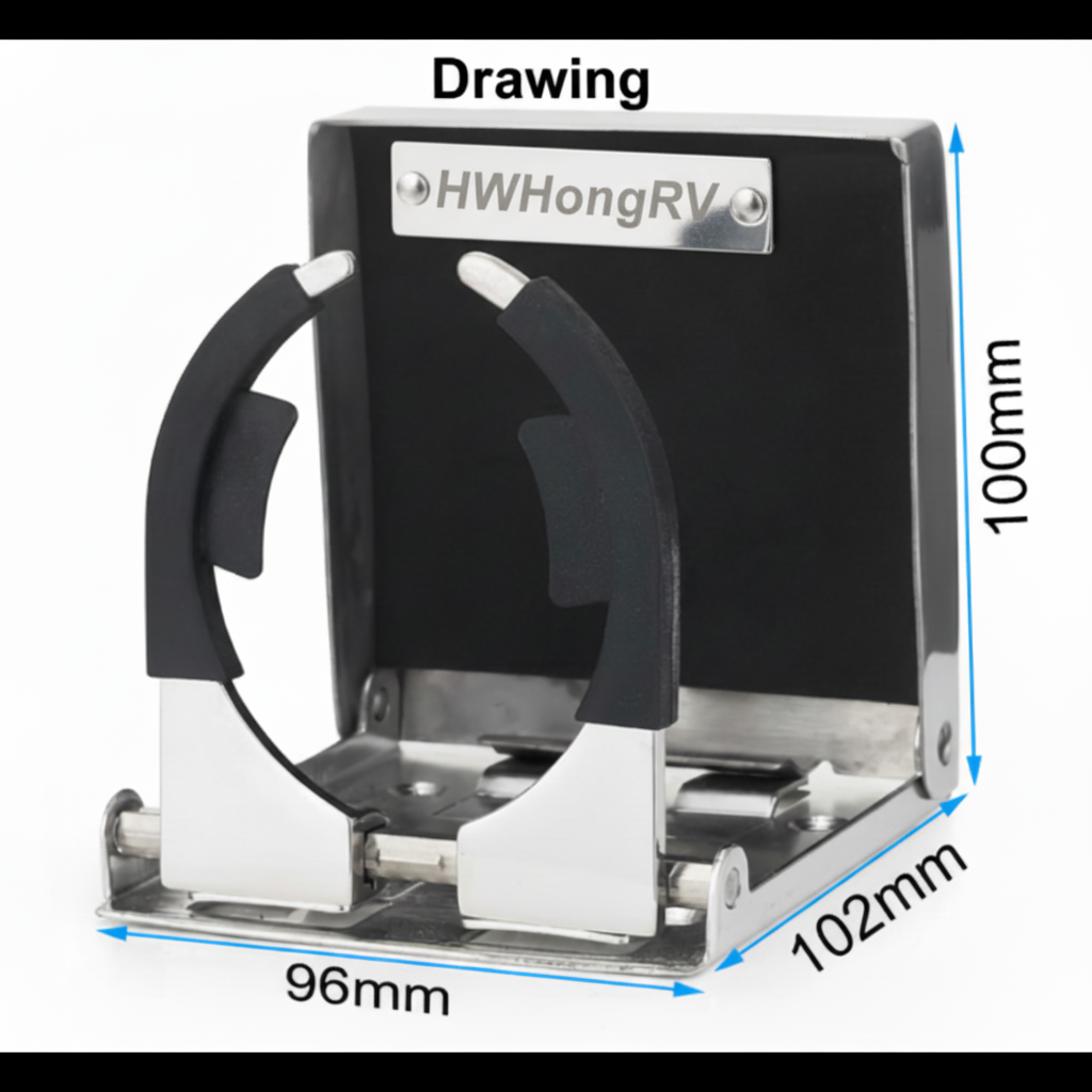 Marine Grade 304 Stainless Steel Adjustable Folding Cup Holder - Wall Mounted Drink Holder for Boat, RV & Yacht